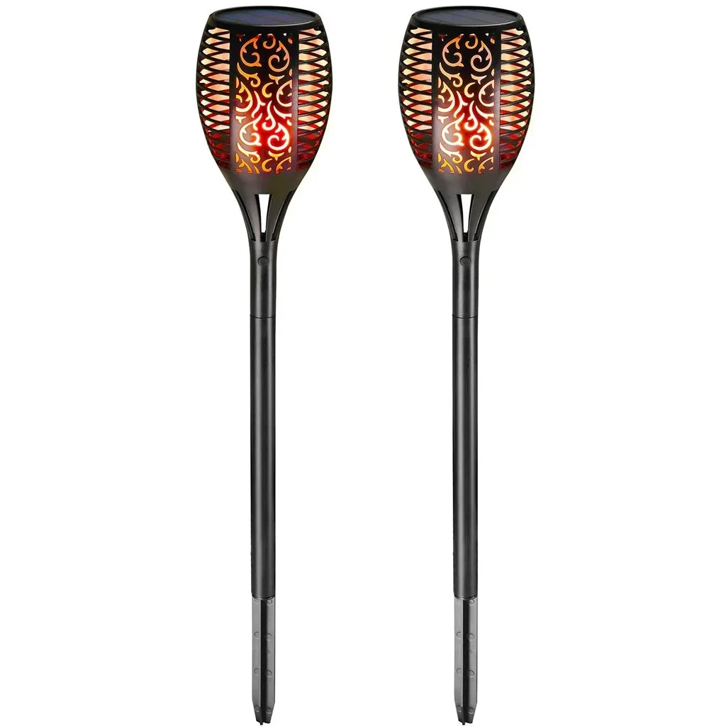 LED-Solartaschenlampe - 2er-Set - Mit Flammeneffekt