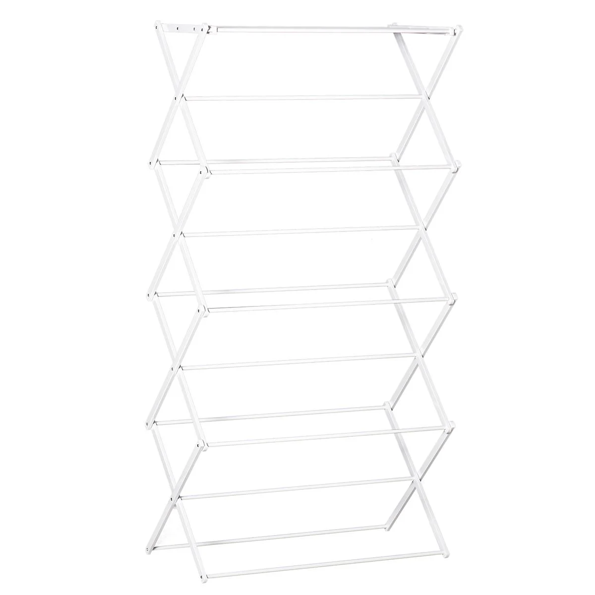 Wäscheständer faltbar 8-stufiger Trockengestell Trockenständer Metall Kunststoff Weiß 74 x 35 x 144 cm