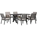 Garten-Set mit 6 Stühlen und 1 Tisch, Aluminium+Kunststoff, grau