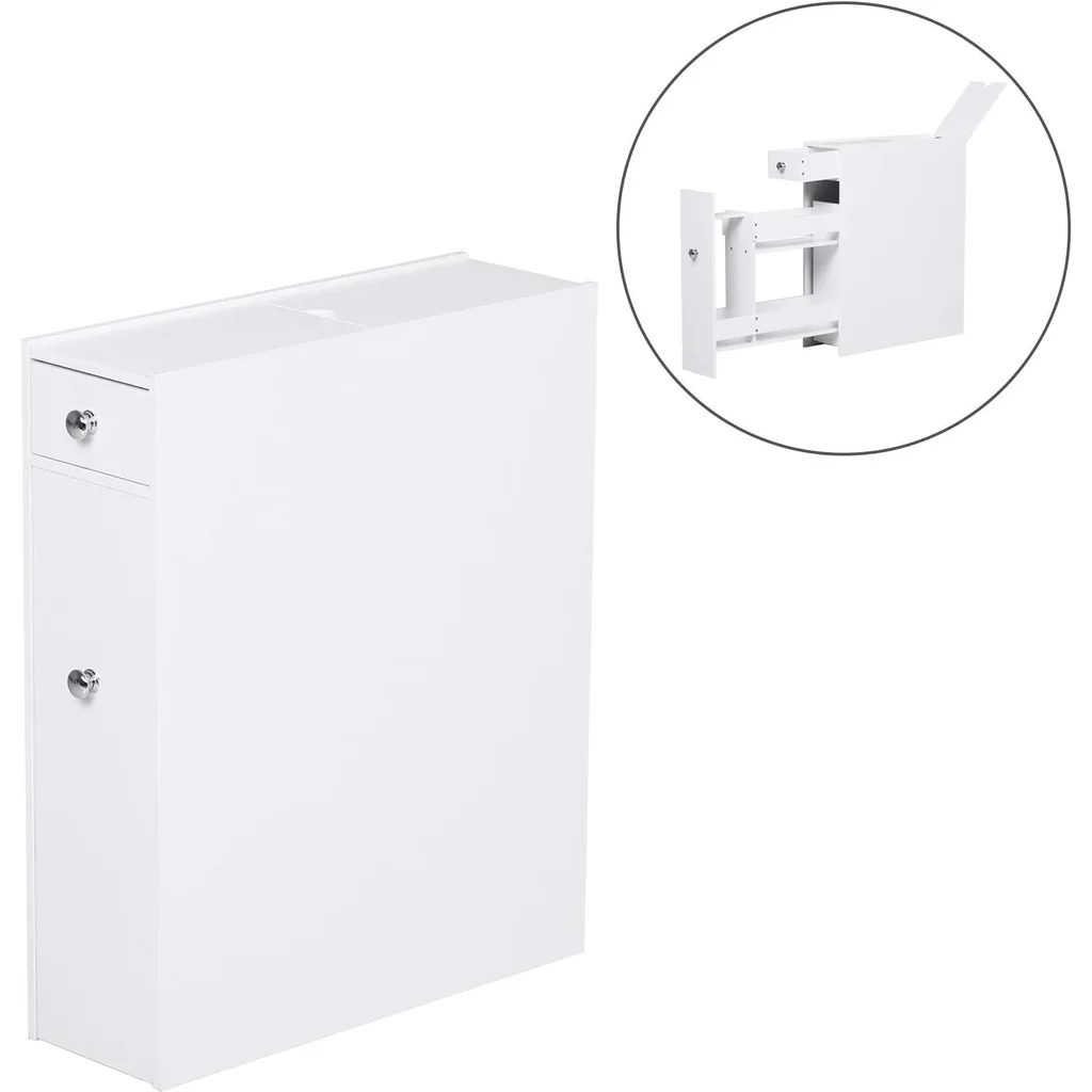 Badmöbel Badezimmerschrank Badschrank mit 2 Schubladen und 1 Ablagefach Holz Weiß 48 x 17 x 58 cm