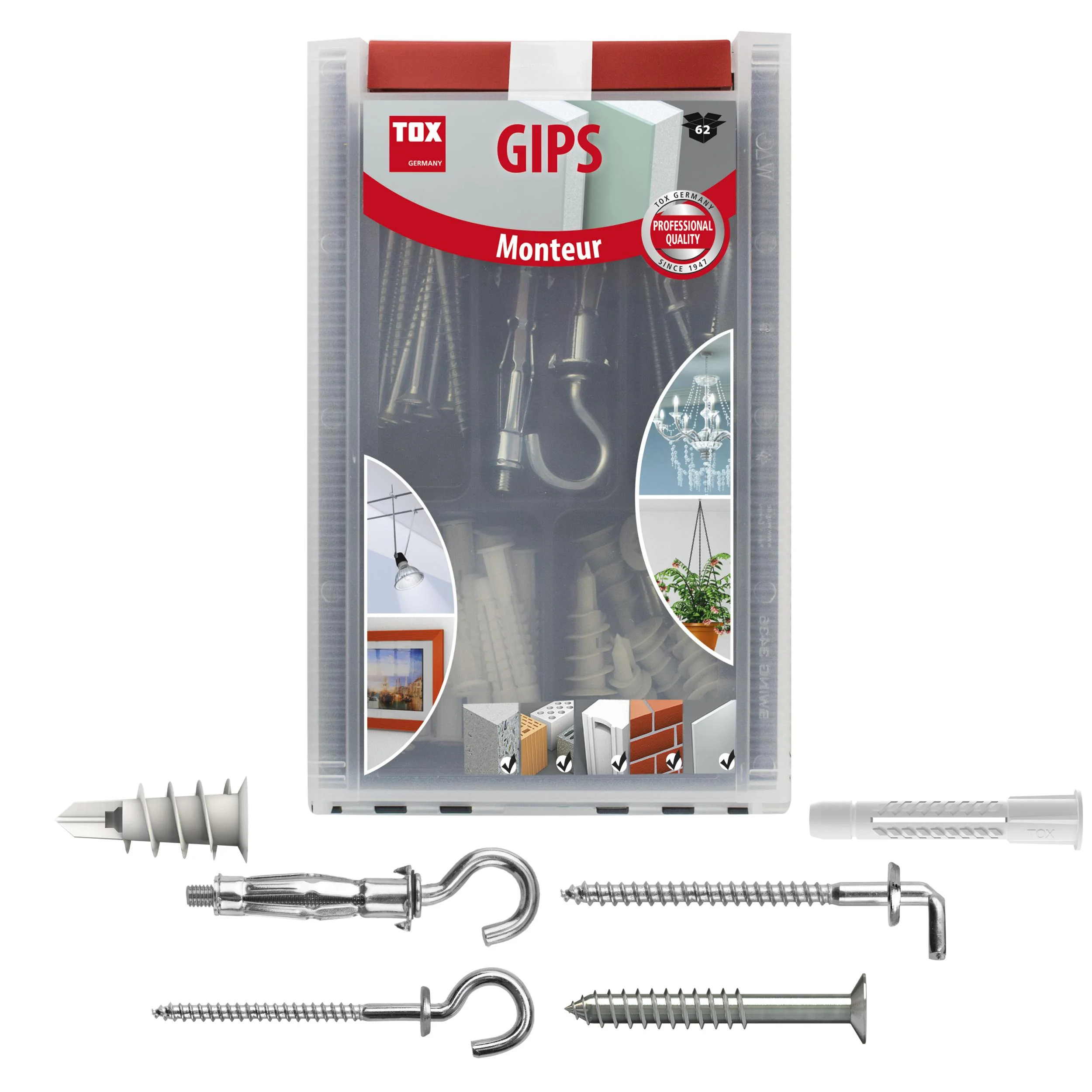 Hohlraum-Sortiment Monteur Gips 62 teilig