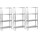 3 Stück Metall-Lagerregal / Fachbodenregal - 200 kg Tragfähigkeit - (BxTxH) 75x30x150 cm - Verzinkt