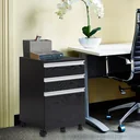 Rollcontainer Aktenschrank Büroschrank mit Schublade Lagerschrank Aufbewahrung Container Spanplatte Schwarz 39x 39 x59,2