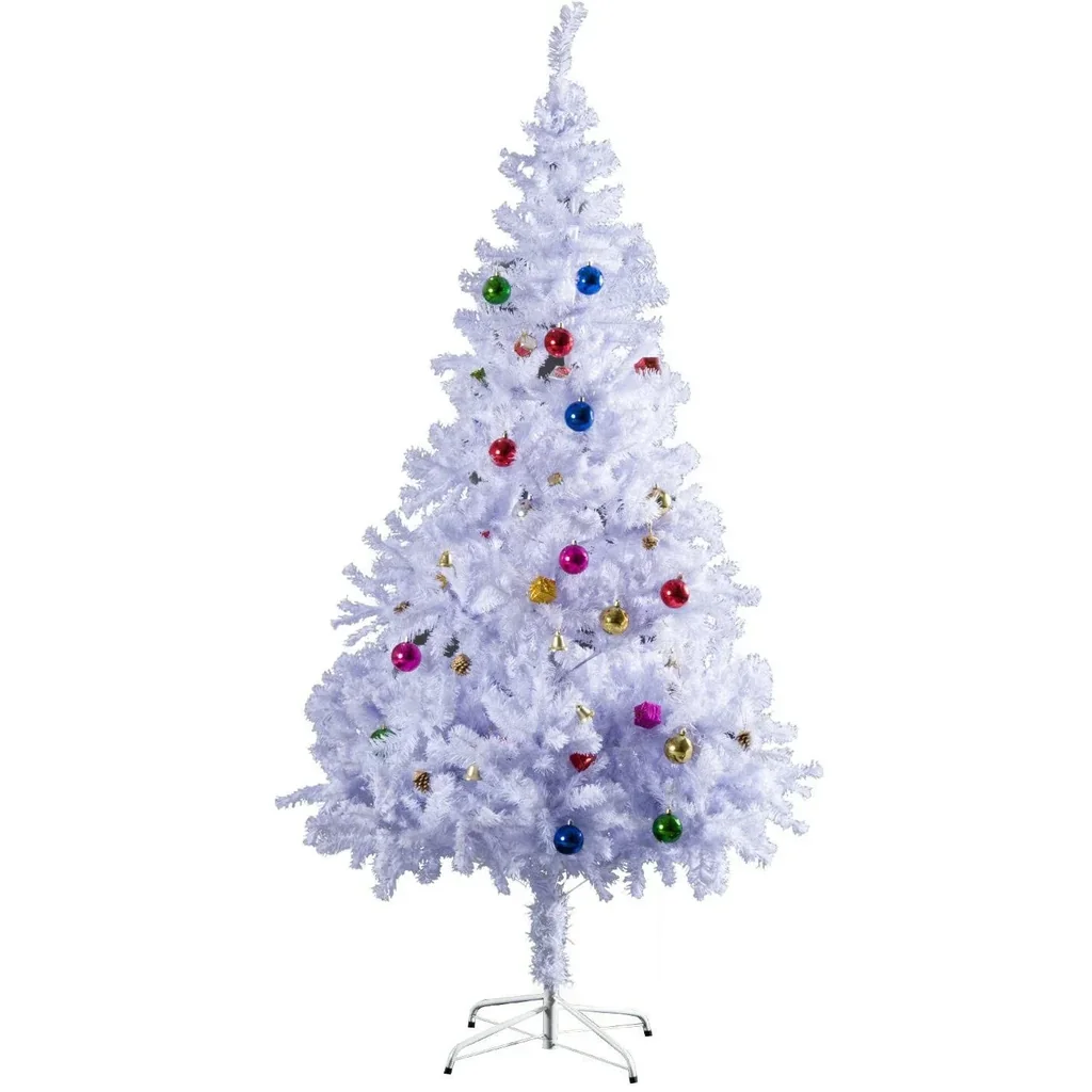 Weihnachtsbaum Tannenbaum mit Ständer inkl, Dekor 180cm Weiß