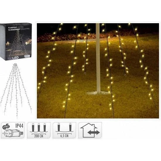 Pro Garden Flagpole Beleuchtung - 192 LED's - 208 cm hoch - warmweißes Licht - wasserdicht