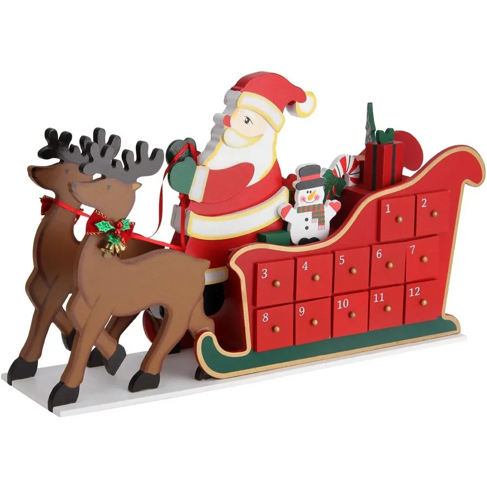Adventskalender-Schlitten mit selbst befüllbaren Fächern
