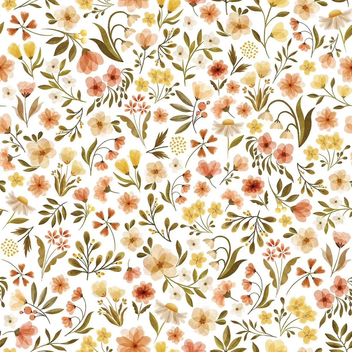 Lilipinso Tapete, Kinderzimmer Wandgestaltung, Panorama, Vintage Blumen 50 cm x 10 m