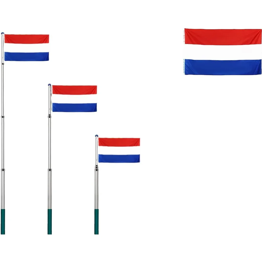 Teleskopischer Fahnenmast 630cm mit niederländischer Flagge - Niederlande Flagge - 90x150cm