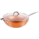 Aliminum Wok-Pfanne mit Deckel - Kupfer - 28CM