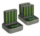 USB Schnellladegerät mit Docking Station, LCD Ladestandsdisplay für 4 AA / AAA NiMH Akkus inklusive 8 ReCyko (AA) 2600mA