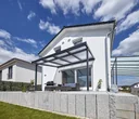 Terrassendach Premium, anthrazit, 4102 x 3060 mm - Polycarbonat Stegplatten 16 mm, klar