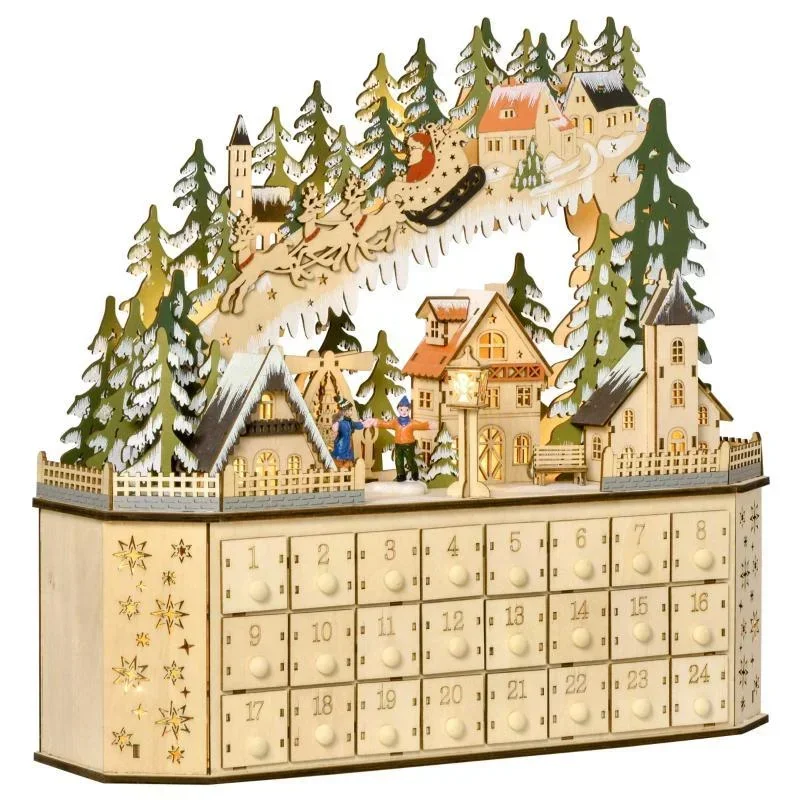 Adventskalender zum Befüllen 24 Schubladen Fächer Weihnachtskalender