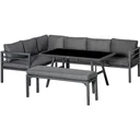 4-tlg. Gartenmöbel-Set mit Beistelltisch L-Form Outdoor Aluminium Grau