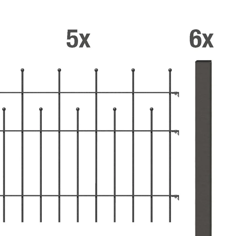 Zaunkomplettset Madrid, zum Einbetonieren, anthrazit-metallic, Höhe 98,5 cm, Länge 10 m
