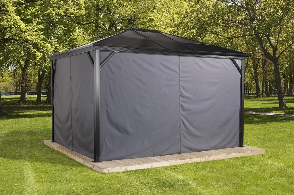 Pavillon Vorhänge Verona 3,05 x 3,05 m aus Polyester, dunkelgrau