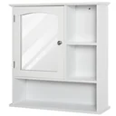 Spiegelschrank Badschrank Hängeschrank Badmöbel Wandschrank Mehrzweckschrank, Spanplatte+MDF, Weiß, 60 x 18 x 63 cm