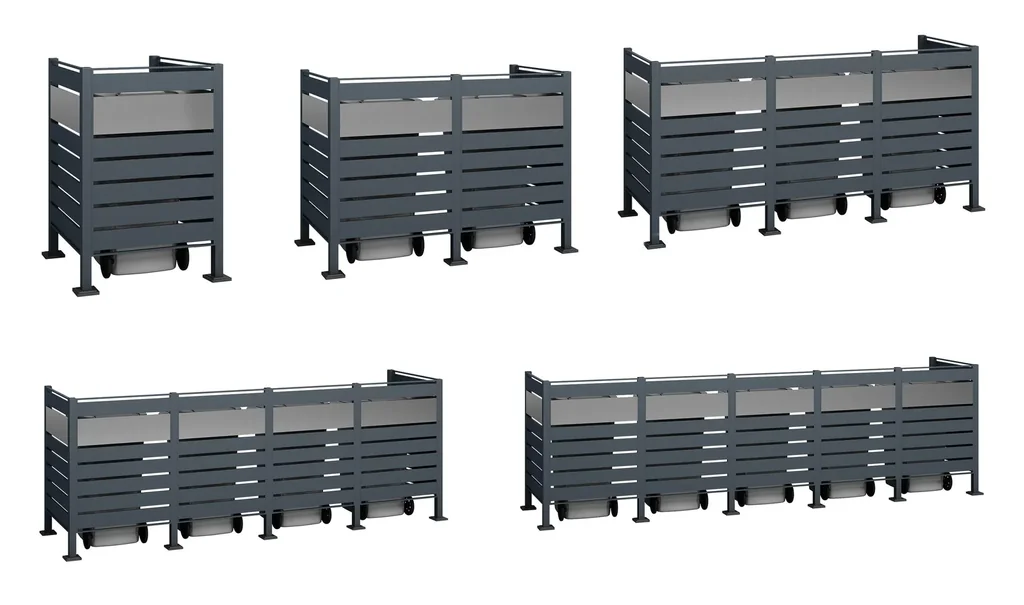 Mülltonnenverkleidung Planum 5er Box, 120 cm, antharzit