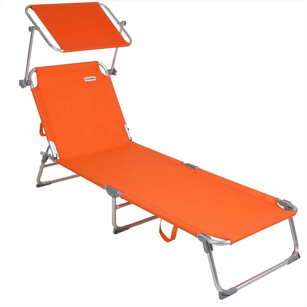 Liegestuhl 'Ibiza' mit Schiebedach Aluminium orange 190 x 59 x 29cm