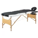 Klappbarer Massagetisch 3 Zonen Holz schwarz und weiß