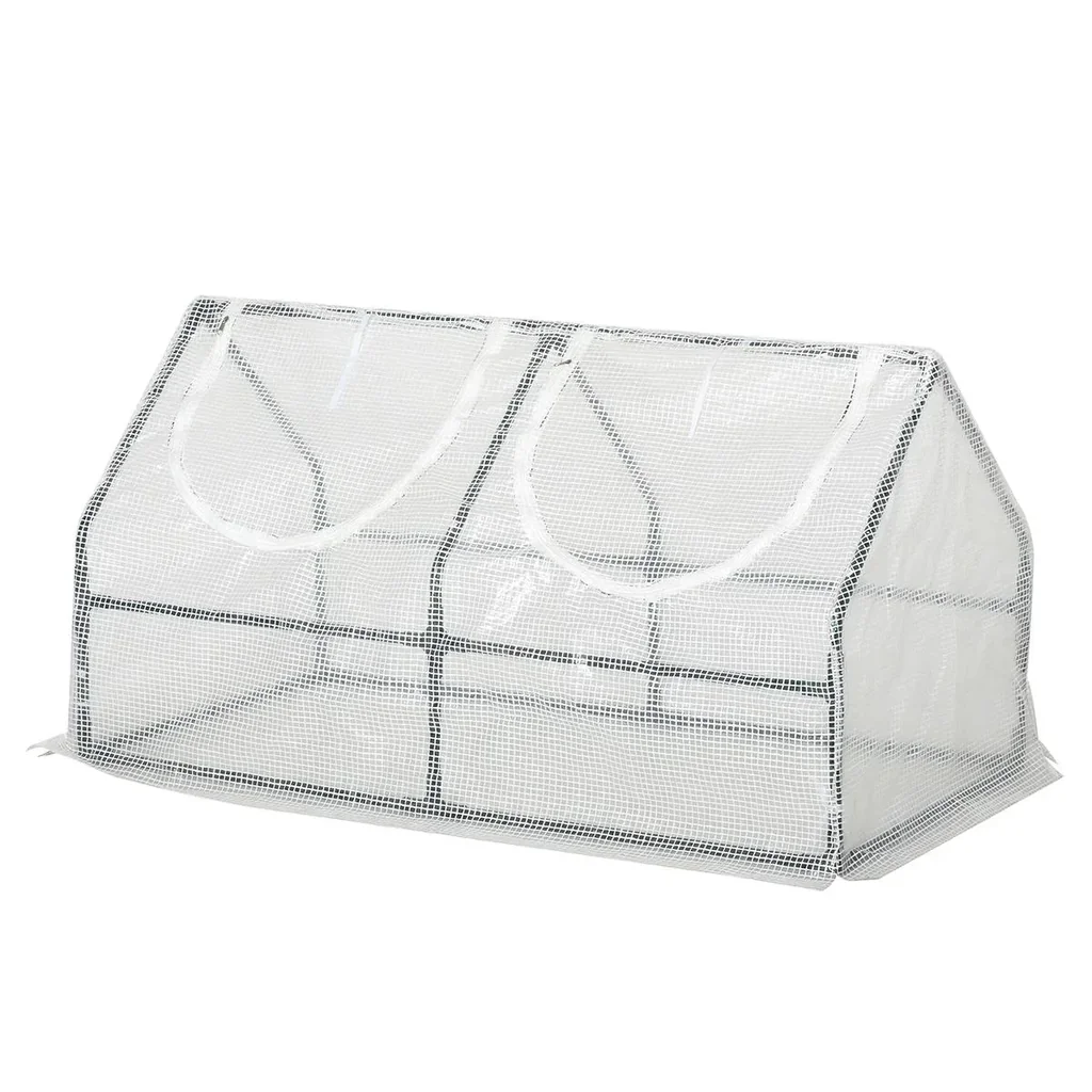 Gewächshaus mit Fenster PE Treibhaus Tomatenhaus Frühbeet 120x60x60cm Weiß