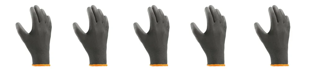 Polyester-Strickhandschuh grau, 5er Set