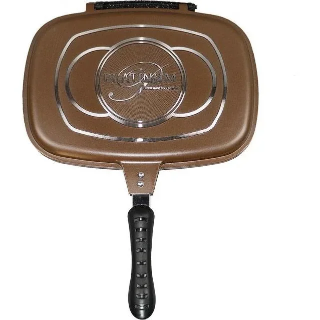 Doppelpfanne / Grillpfanne - 32 cm - Aluminiumguss - Grillpfanne zum Wenden - Kupfer