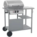 Gasgrill mit 3-lagigem Beistelltisch schwarz und silber