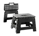 2 in 1 Klapptritt und Sitzhocker "Easy", Schwarz/ Weiß