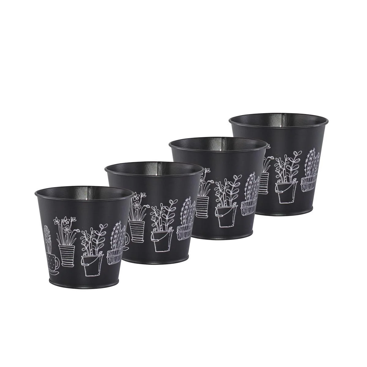 Übertopf aus Metall in Schwarz 4er Set