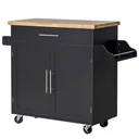 Küchenwagen rollbar Servierwagen Küchentrolley mit höhenverstellbaren Einlegeböden MDF Schwarz 109 x 40 x 89 cm