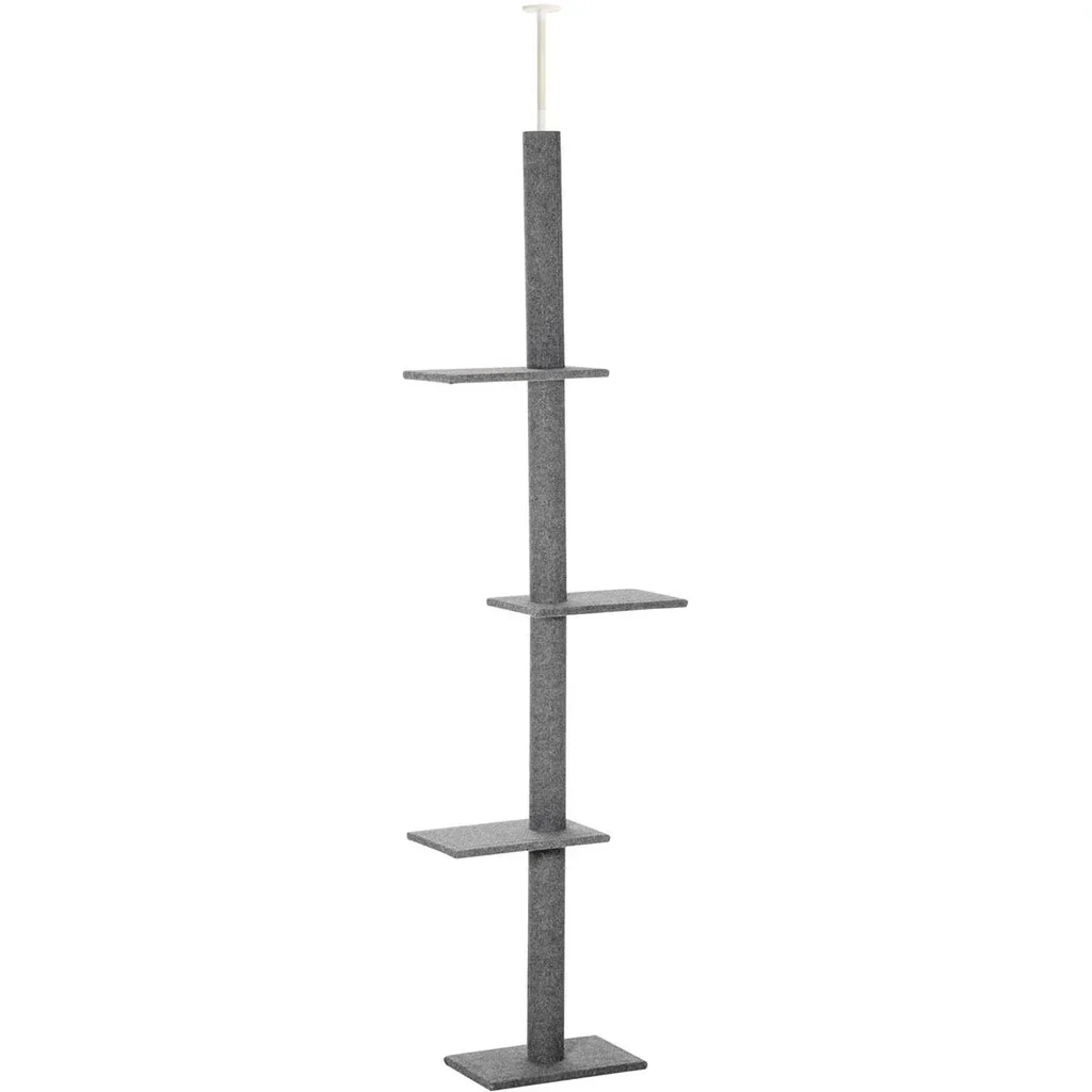 Kratzbaum Katzenbaum Kletterbaum für Katzen Höhenverstellbar Spielbaum Grau 43x27x228-260 cm