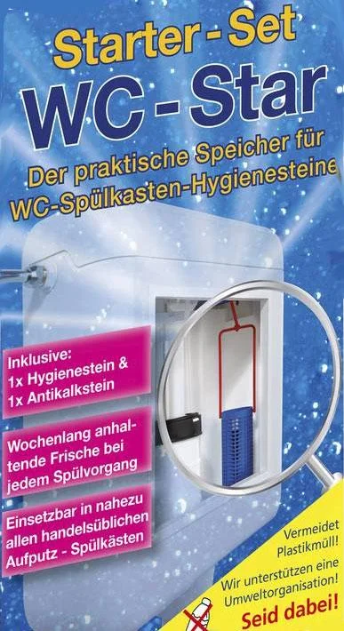 WC-Star, Starter-Set mit Blauspüler WC-Hygienestein, Antikalk-Stein