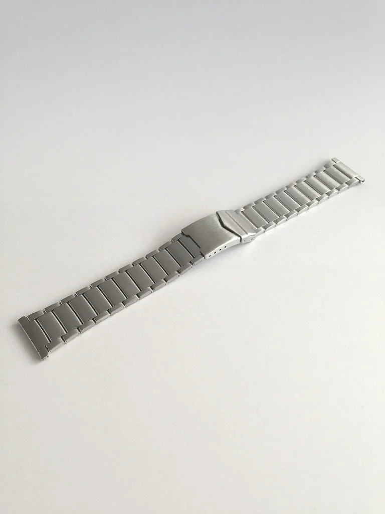 Uhrenarmband Edelstahl, sandgestrahlt, matt, Sicherheitsbügel
