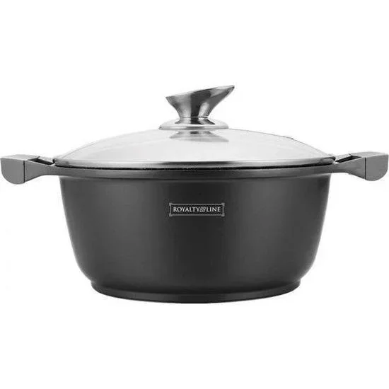 Suppenauflauf aus Marmor - mit Glasdeckel schwarz - 28 CM