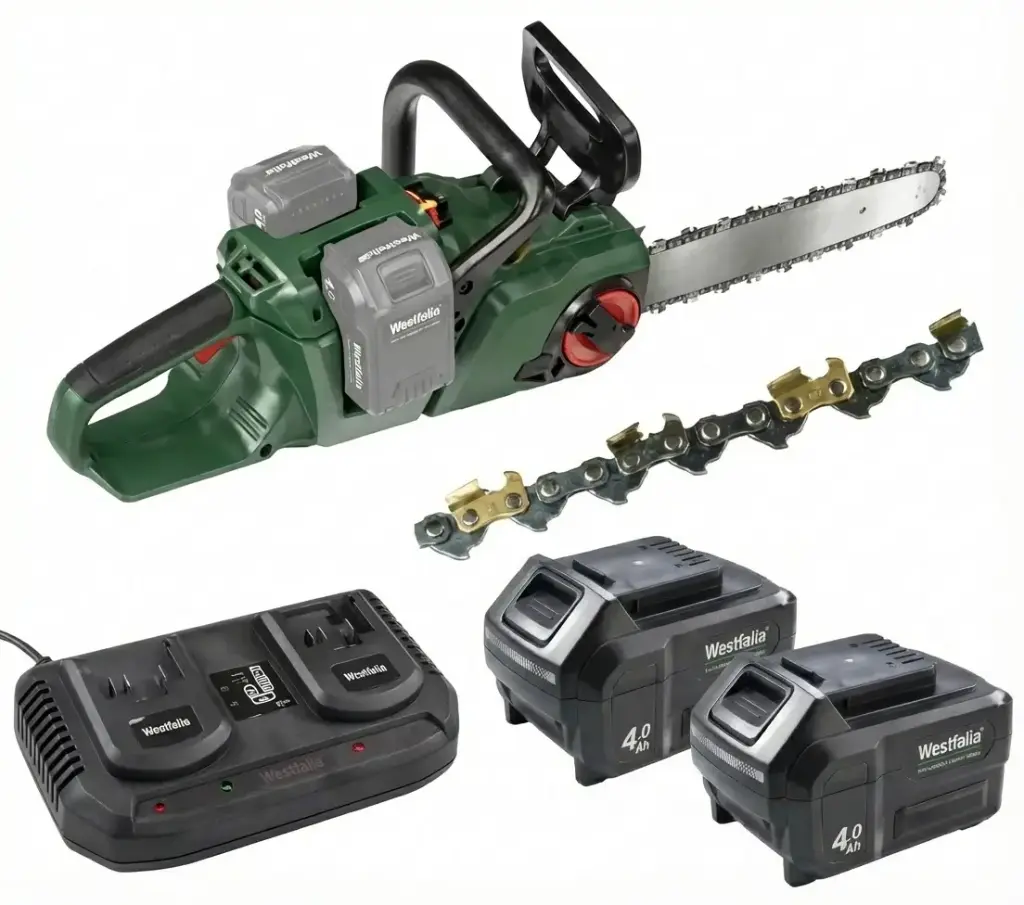 Akkukettensäge „GMAK 36/40“-Set — 2×18 V/4,0 Ah + Dual-Schnellladegerät
