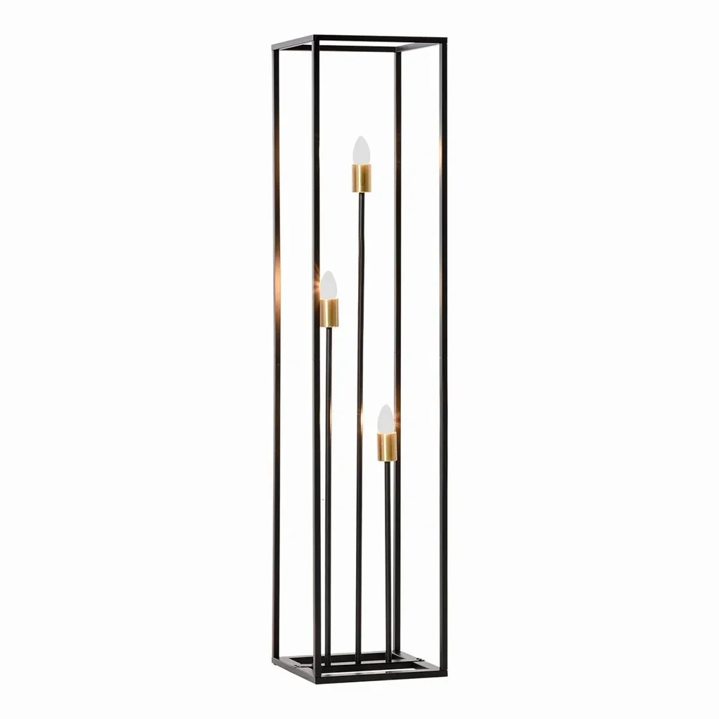 Stehleuchte mit 3 Glühbirnensockel moderne Stehlampe mit E27/E26 Fußschalter für Wohnzimmer Schlafzimmer Stahl Schwarz 3