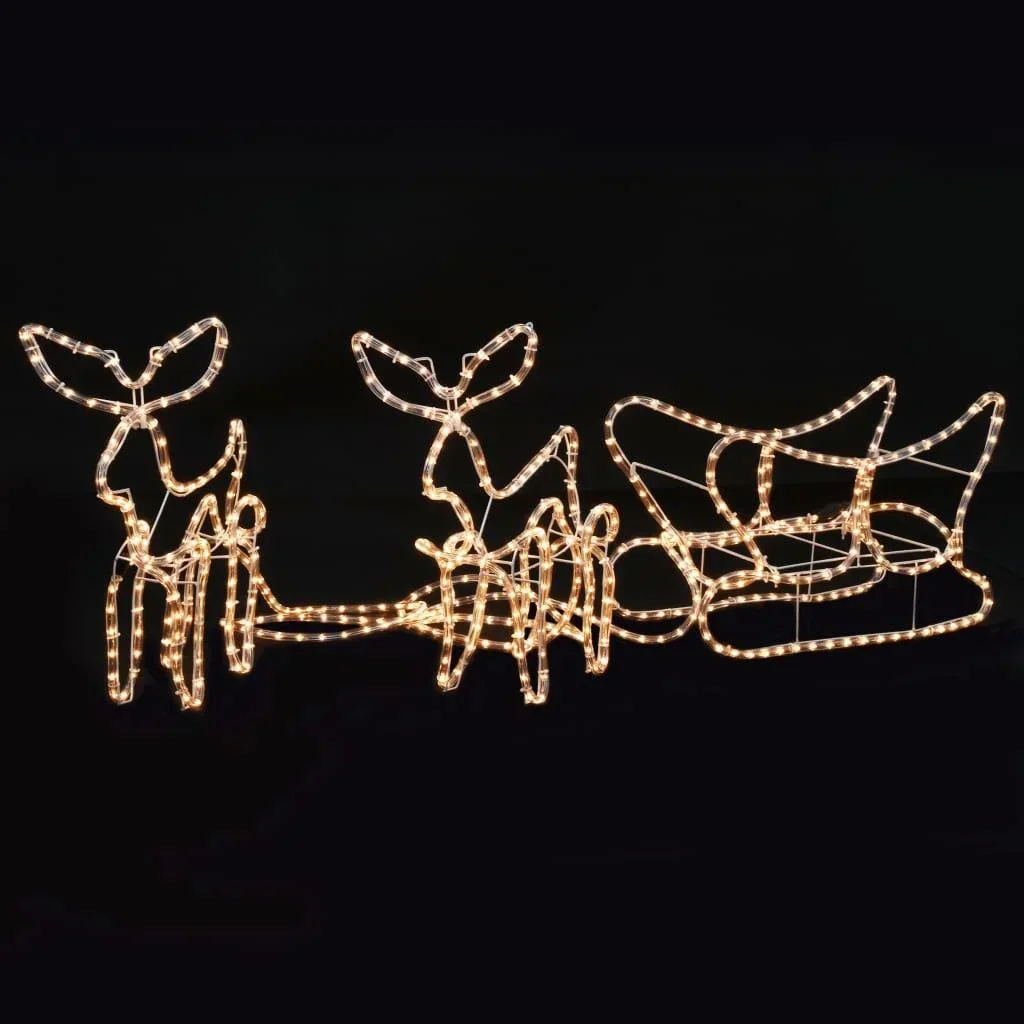 Weihnachtsbeleuchtung 2 Rentiere und Schlitten 300x24x47 cm