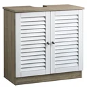 Waschtisch-Unterschrank mit Aussparung 60 x 30 x 60cm weiß-braun