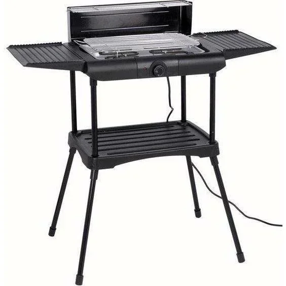Excellent Electrics Elektrogrill - zwei Seitenablagen, Warmhalterost, zusätzliche Platte - 2000W - Schwarz