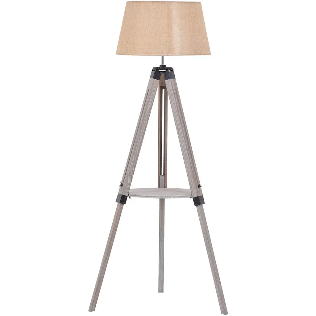 Stehleuchte stehend mit Regal, Natural Beige