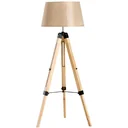 Stehlampe Dreibein höhenverstellbar 99-143cm E27 Kiefer Beige