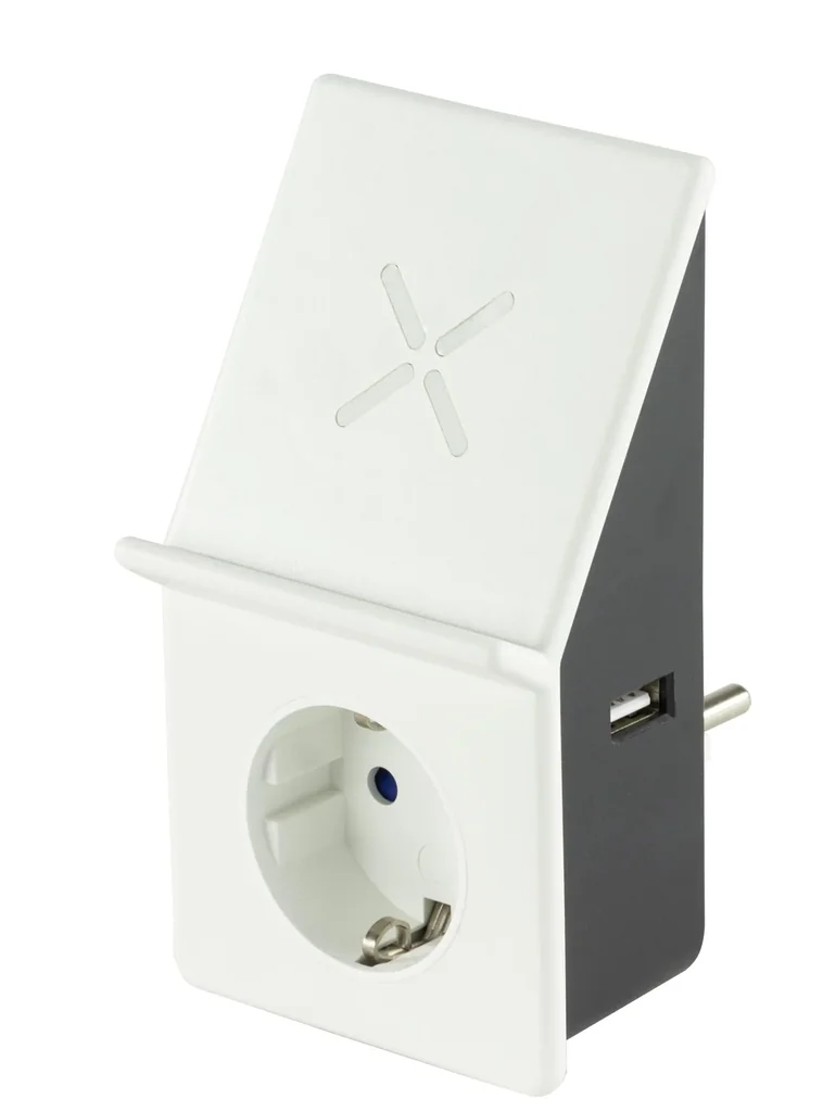 USB-Ladeadapter als Zwischenstecker mit Drahtloser- und USB-Ladefunktion