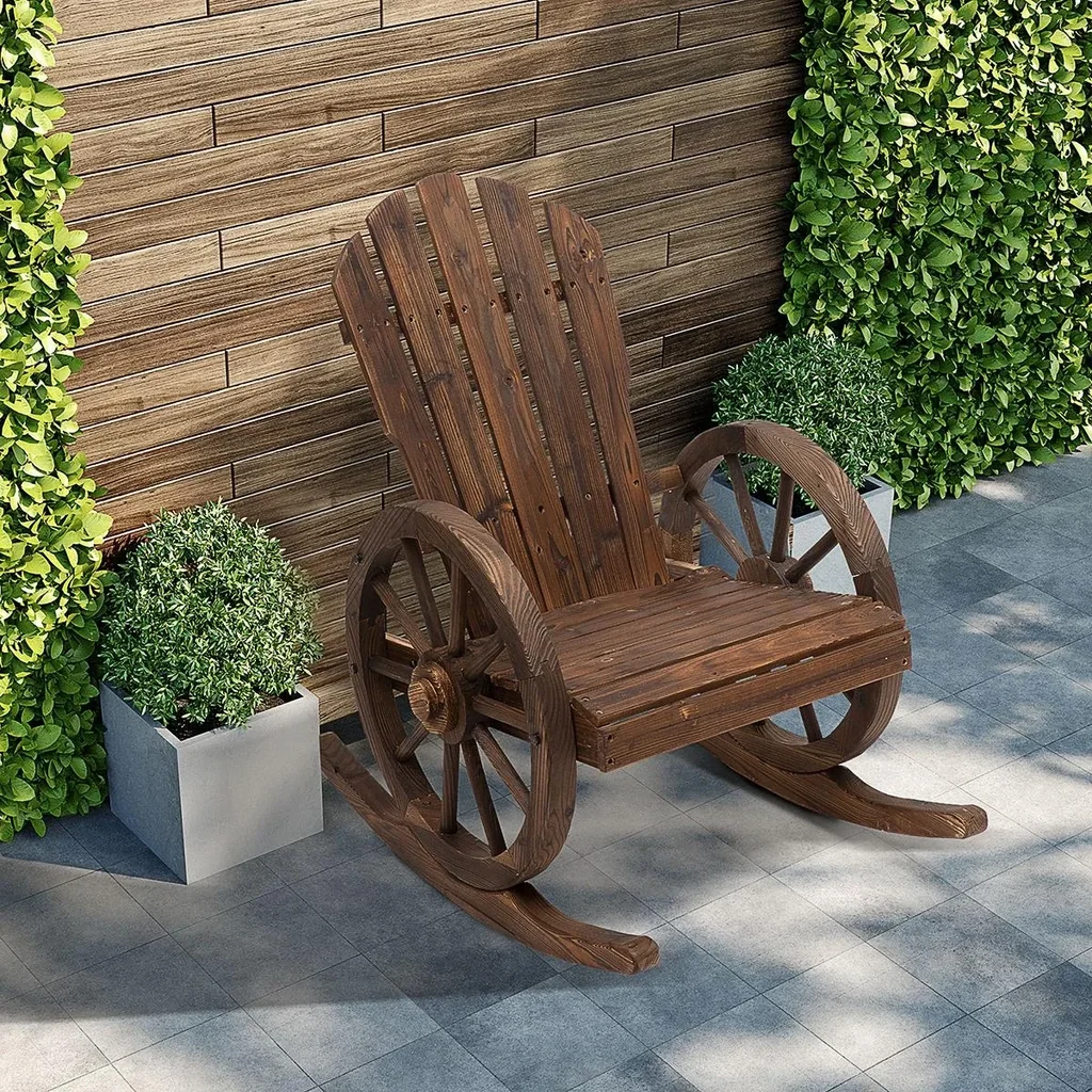 Schaukelstuhl im Wagenrad-Design dunkelbraun