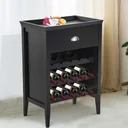 Weinregal Weinschrank 3 Ebenen 15 Flaschen mit Schublade Schwarz