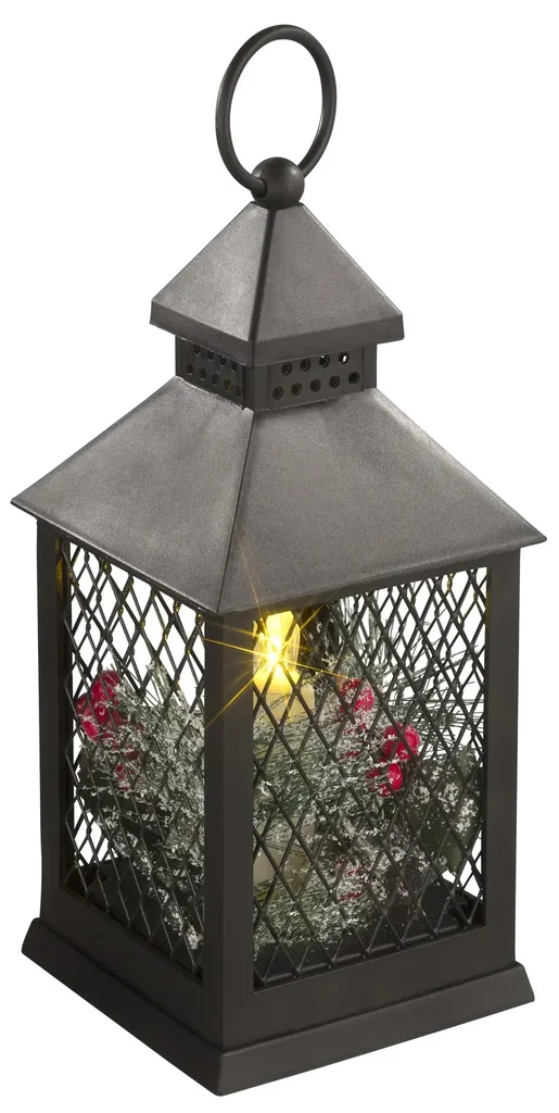 Laterne mit LED Kerze, Weihnachtsdeko und Timer