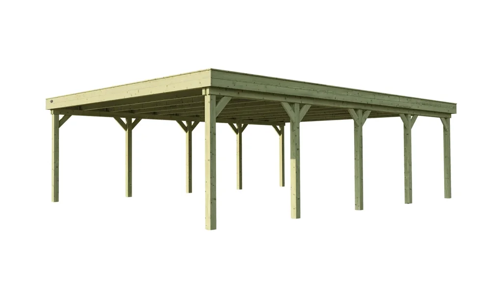 Doppelcarport 609 Gr. 2, 600 x 812 x 240 cm, kesseldruckimprägniert mit Trapezblech-Dach