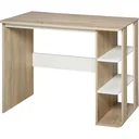 Schreibtisch mit Seitenregal Natur, Weiß