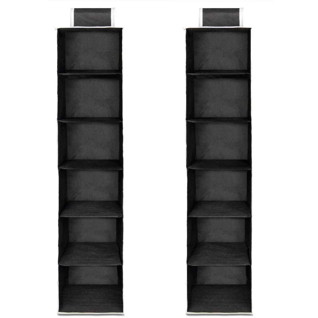 2x Garderobenbügel mit 6 Fächern in schwarz/weiß