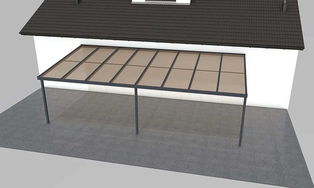 Terrassendach Premium, anthrazit, 8125 x 4060 mm - Polycarbonat Stegplatten 16 mm, bronze