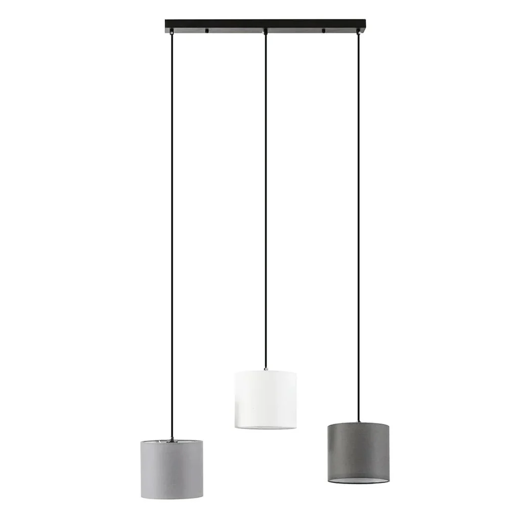 Deckenleuchte Kronleuchter mit 3 verstellbaren Hängeketten für Büro, Wohnzimmer, Esszimmer, Stahl, Polyestergewebe, Schw